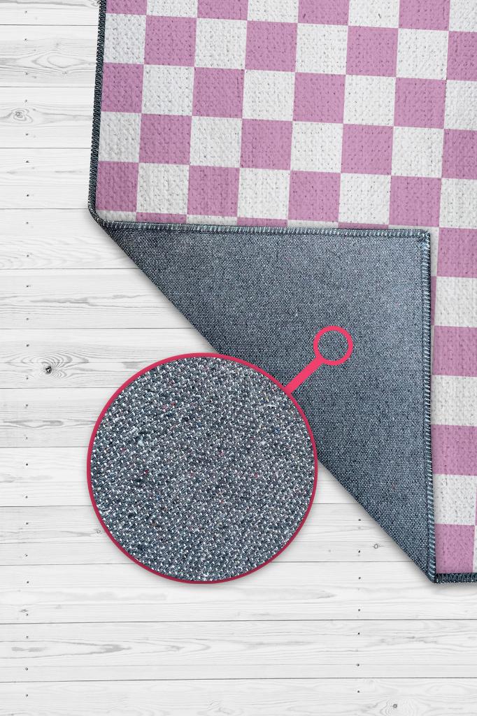 Homshtag Pembe Beyaz Damalı Halı Mutfak Halısı Kareli Oturma Odası Halısı Retro Tarzı Salon Halısı