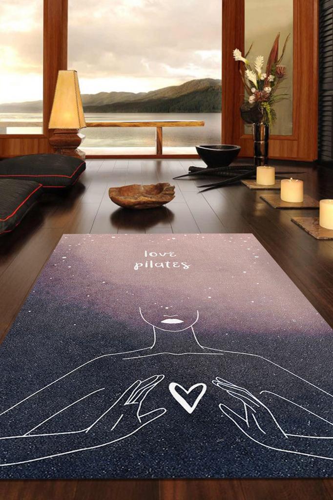 Ich liebe den Homshtag Pilates-Meditationsteppich, Vintage-Teppich, Yoga-Teppich, spiritueller Teppich