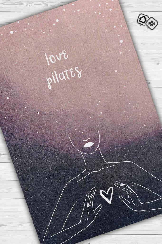 Ich liebe den Homshtag Pilates-Meditationsteppich, Vintage-Teppich, Yoga-Teppich, spiritueller Teppich
