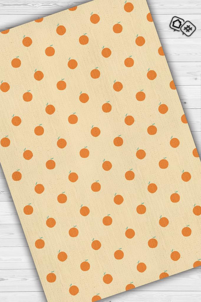 Homshtag Portakal Desenli Turuncu Minimal Salon Halısı Renkli Mutfak Halısı Tarz Oturma Odası Halısı