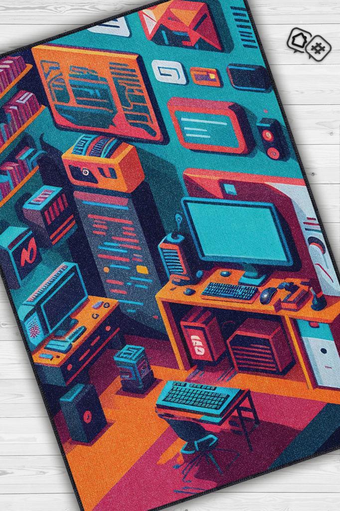 Homshtag Renkli Gamer Odası Halısı,Pastel Tonlu Canlı Renkli Genç Odası Halısı,Modern Gamer Halısı