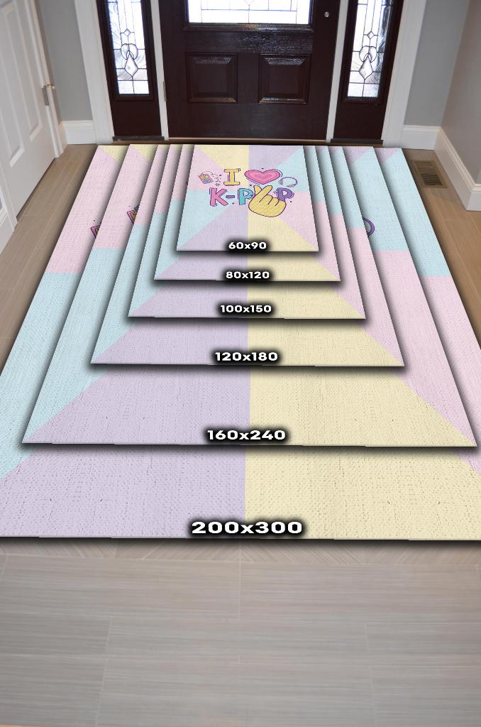 Homshtag Renkli K-pop Çok Renkli Halı Modern Genç Odası Halısı Dokuma Tabanlı Kpop Sever Halısı