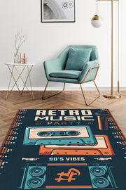 Homshtag Retro Müzik Çok Renkli Müzik Sever Halısı Müzisyene Hediye Halı Müzik Figürlü Halı