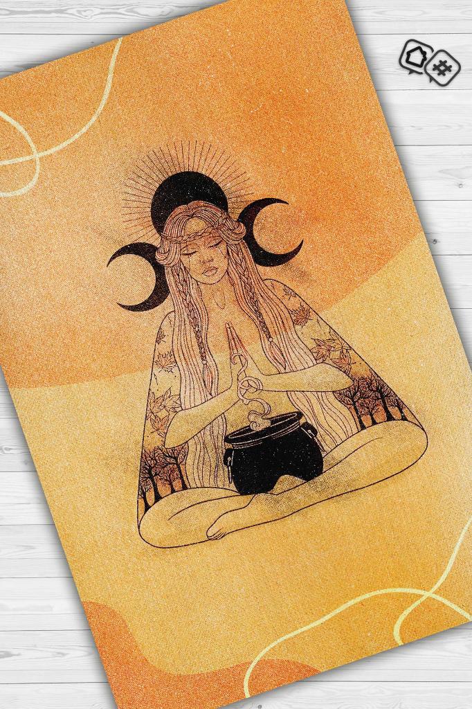 Homshtag Ritüel Meditasyon Krem Bej Halı Vintage Halı,Yoga Halısı,Sipiritüel Halı