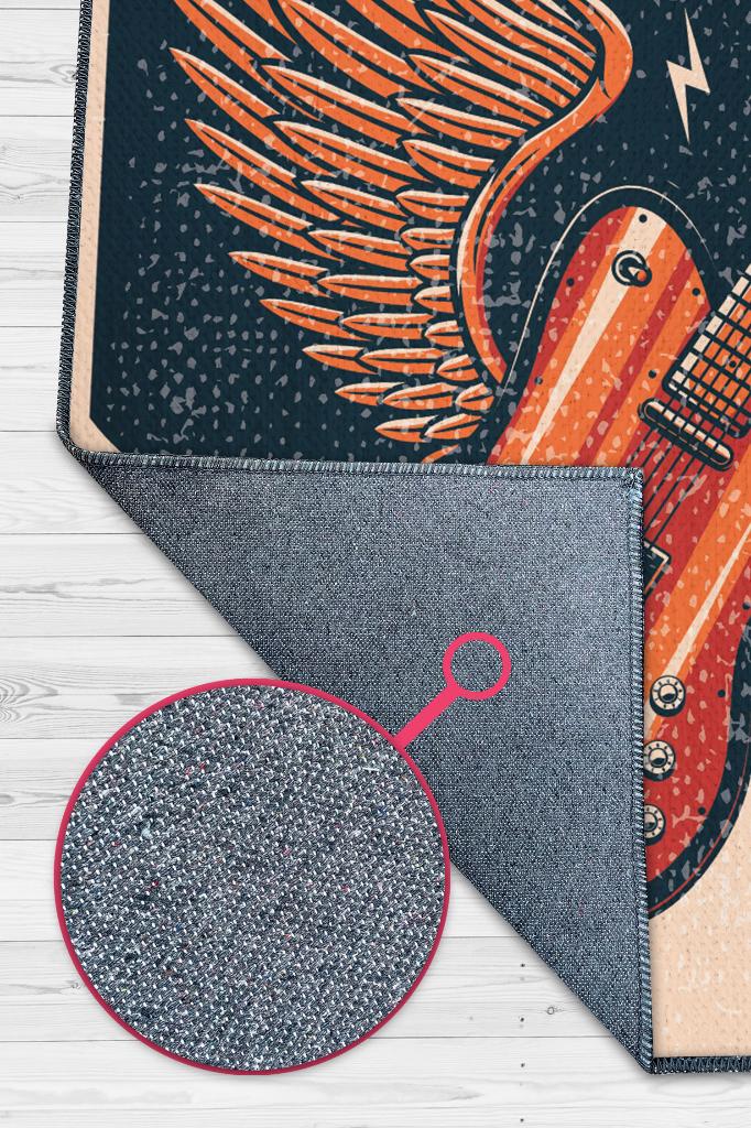 Homshtag Rock Art Müzik Halısı Çok Renkli Müzik Halısı Gitar Figürlü Modern Halı Müzisyene Hediye