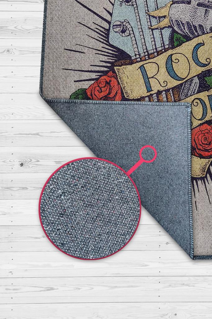 Homshtag Rock & Roll Renkli Müzisyen Halı Müzsik Severe Hediyelik Halı Rock Halısı