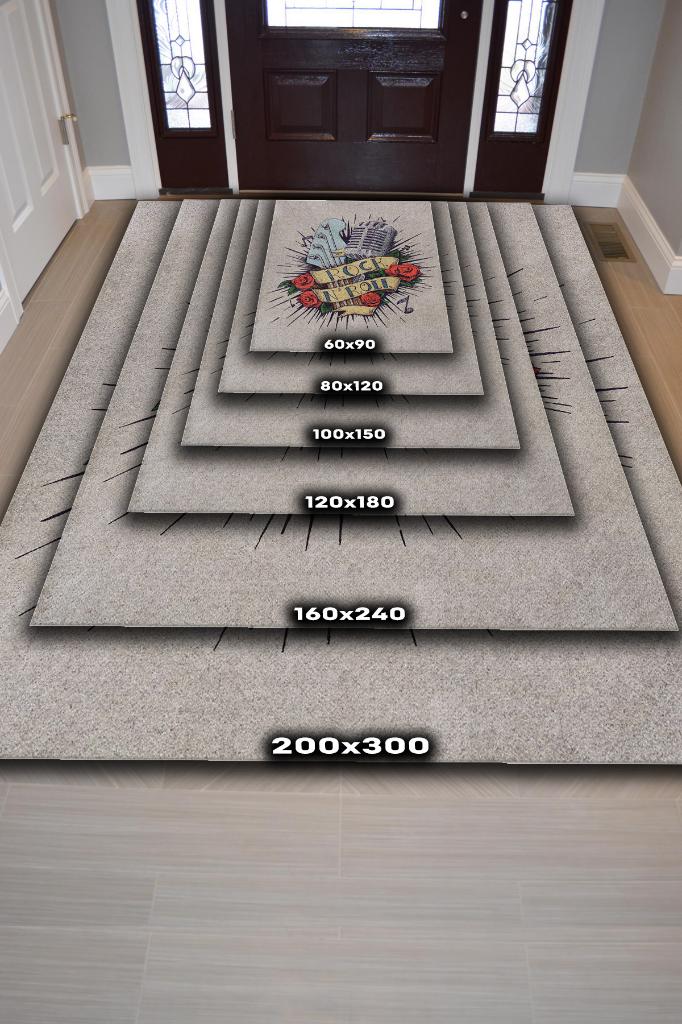 Homshtag Rock & Roll Renkli Müzisyen Halı Müzsik Severe Hediyelik Halı Rock Halısı