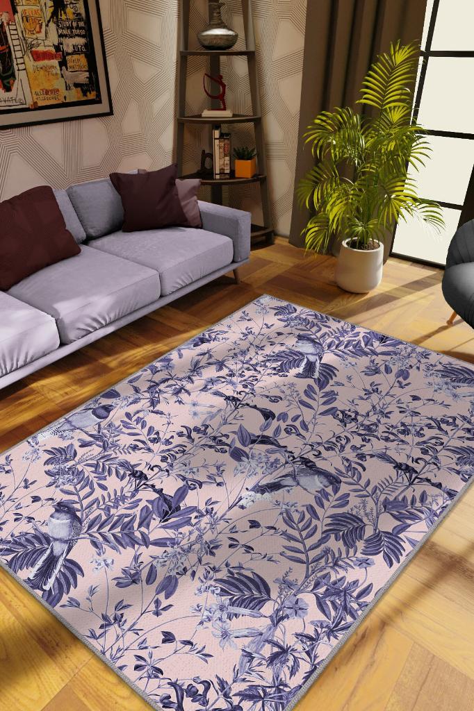 Homshtag Sadece Şu An Çiçek Desenli Salon Halısı Pembe Renkli Oturma Odası Halısı Dekoratif Halı