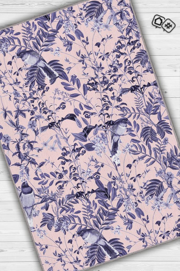 Homshtag Sadece Şu An Çiçek Desenli Salon Halısı Pembe Renkli Oturma Odası Halısı Dekoratif Halı