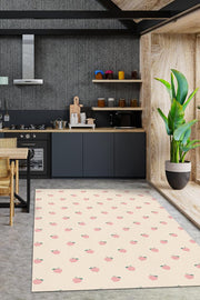 Homshtag Şeftali Desenli Turuncu Halı Minimal Salon Halısı Renkli Mutfak Halı Tarz Oturma Odası Halı