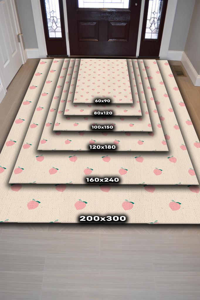 Homshtag Şeftali Desenli Turuncu Halı Minimal Salon Halısı Renkli Mutfak Halı Tarz Oturma Odası Halı