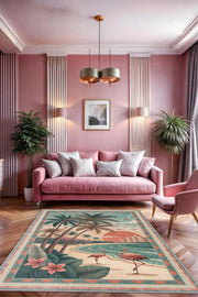 Homshtag Şehirlerde Florida Temalı Dijital Baskılı Yıkanabilir Pamuk Tabanlı Halı