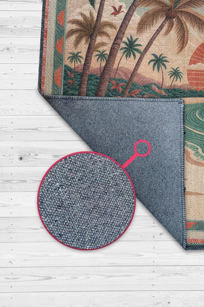 Homshtag Şehirlerde Florida Temalı Dijital Baskılı Yıkanabilir Pamuk Tabanlı Halı