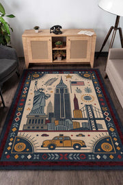 Homshtag Şehirlerde London Temalı Dijital Baskı Yıkanabilir Pamuk Tabanlı London Şehiri Temalı Halı