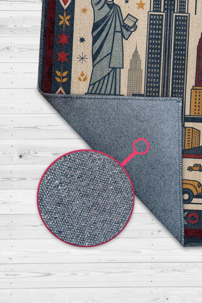 Homshtag Şehirlerde London Temalı Dijital Baskı Yıkanabilir Pamuk Tabanlı London Şehiri Temalı Halı