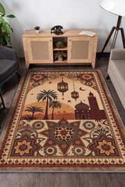 Homshtag Şehirlerde Marakeş Temalı Dijital Baskılı Yıkanabilir Pamuk Tabanlı Halı
