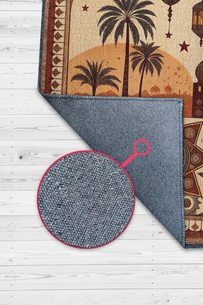 Homshtag Şehirlerde Marakeş Temalı Dijital Baskılı Yıkanabilir Pamuk Tabanlı Halı