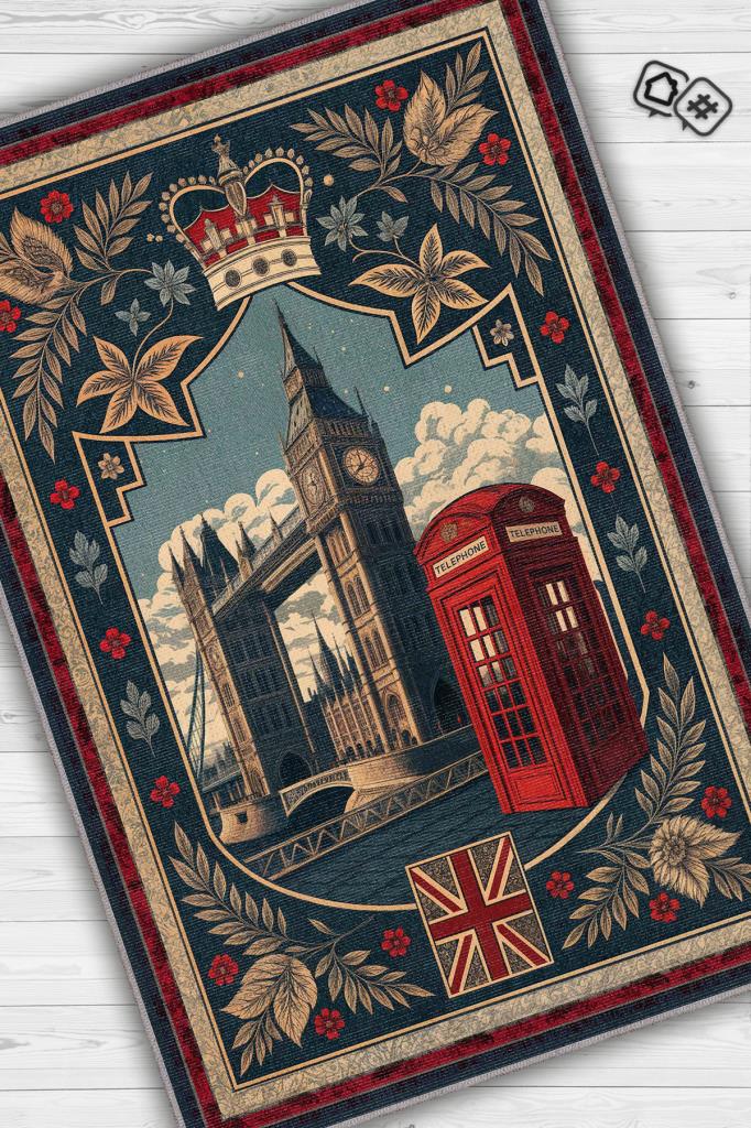 Homshtag Şehirlerde New York Temalı Dijital Baskı Yıkanabilir Pamuk Tabanlı New York  Temalı Halı