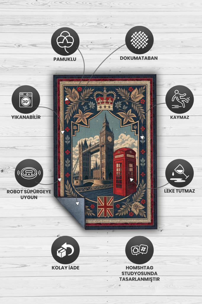 Homshtag Şehirlerde New York Temalı Dijital Baskı Yıkanabilir Pamuk Tabanlı New York  Temalı Halı