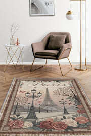 Homshtag Şehirlerde Paris Temalı Dijital Baskılı Yıkanabilir Pamuk Tabanlı Paris Şehiri Temalı Halı