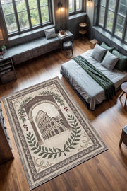 Homshtag Şehirlerde Roma Temalı Dijital Baskılı Yıkanabilir Pamuk Tabanlı Roma Şehiri Temalı Halı