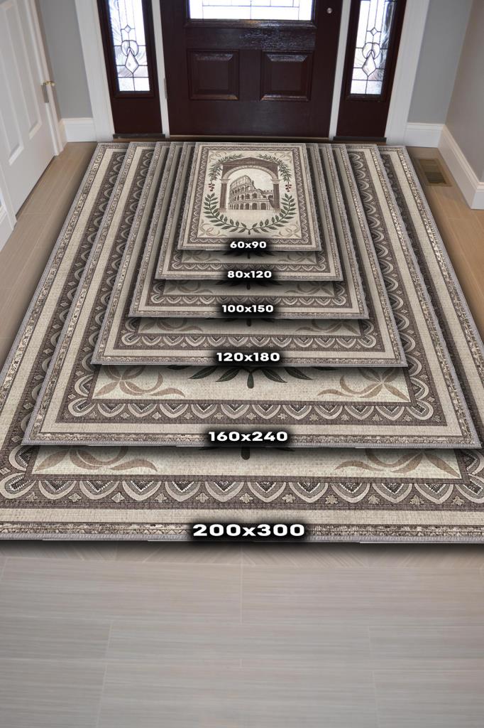 Homshtag Şehirlerde Roma Temalı Dijital Baskılı Yıkanabilir Pamuk Tabanlı Roma Şehiri Temalı Halı