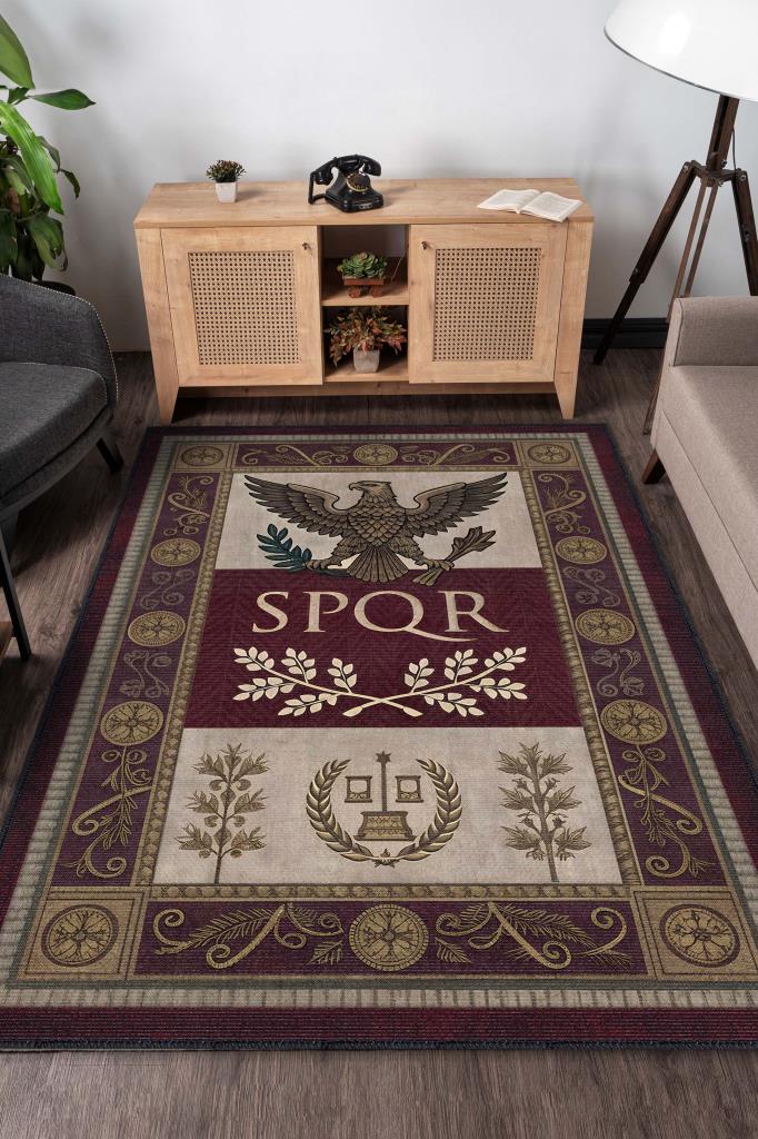 Homshtag Şehirlerde Spqr Roma Temalı Dijital Baskılı Yıkanabilir Pamuk Tabanlı Şehir Temalı Halı