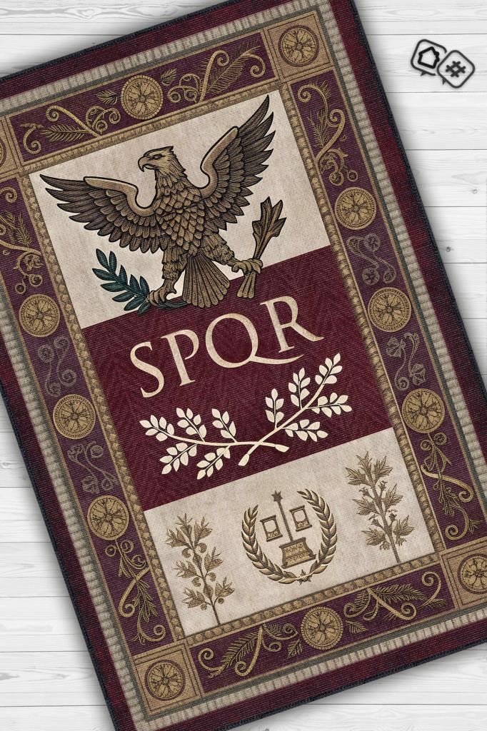 Homshtag Şehirlerde Spqr Roma Temalı Dijital Baskılı Yıkanabilir Pamuk Tabanlı Şehir Temalı Halı