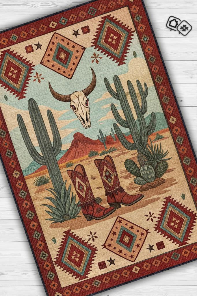 Homshtag Şehirlerde Texas Temalı Dijital Baskılı Yıkanabilir Pamuk Tabanlı Şehir Temalı Halı