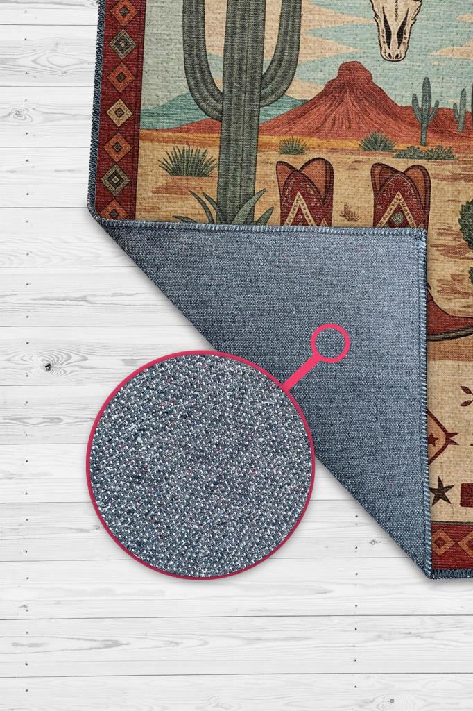 Homshtag Şehirlerde Texas Temalı Dijital Baskılı Yıkanabilir Pamuk Tabanlı Şehir Temalı Halı