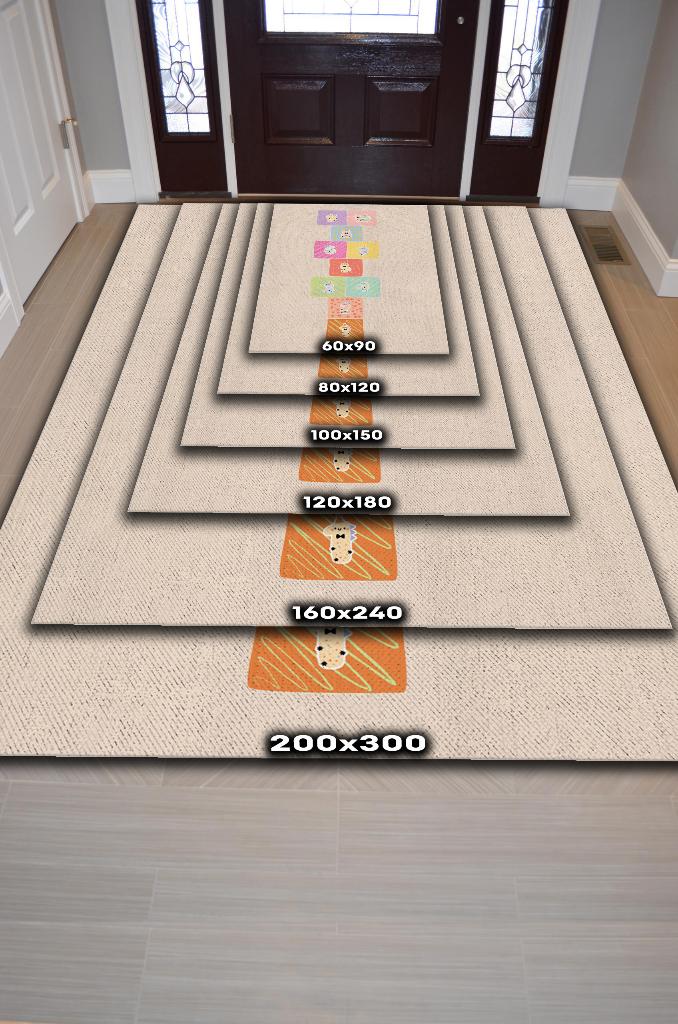 Homshtag Seksek Bej Renkli Dokulu Çocuk Odası Halısı Dokuma Rustik Çocuk Halısı Sek sek Temalı Halı