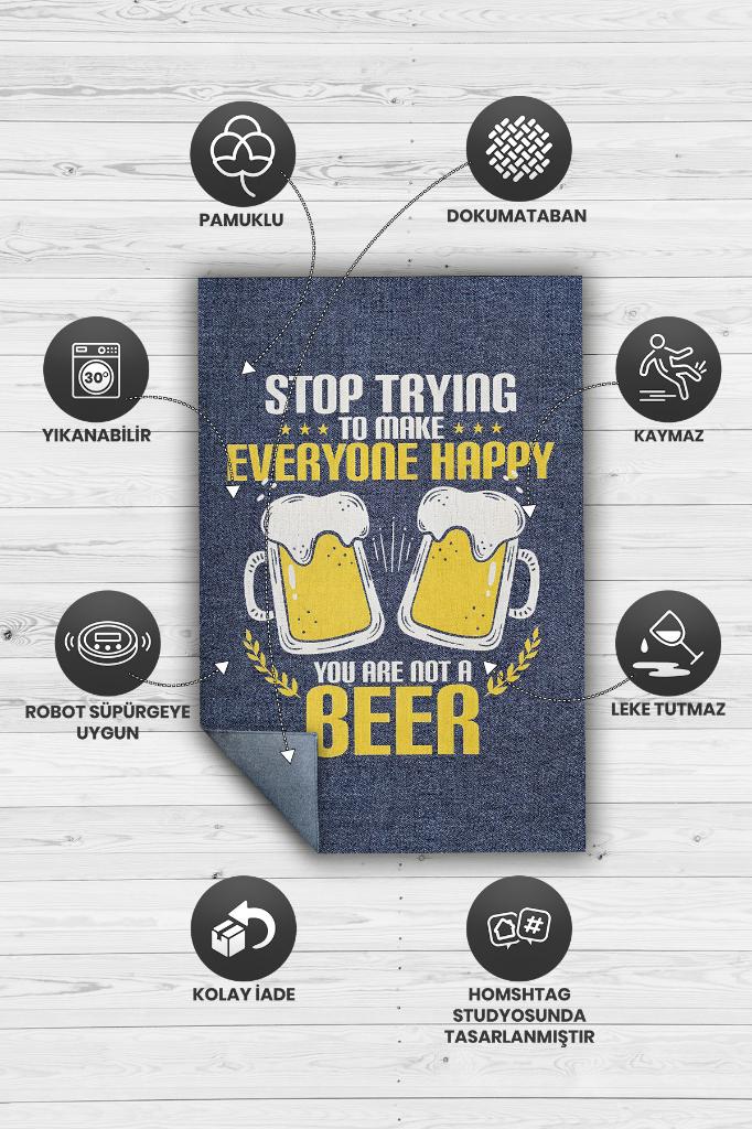 Homshtag Sen Bira Değilsin Mavi Sarı Renkli Parti Halısı Parti Temalı Hediyelik Tasarım Halı