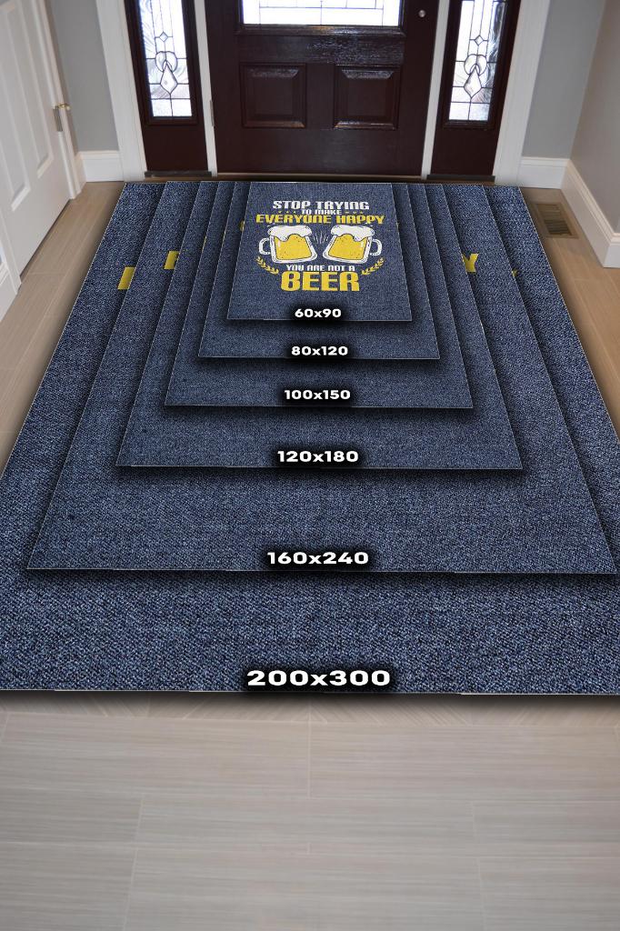 Homshtag Sen Bira Değilsin Mavi Sarı Renkli Parti Halısı Parti Temalı Hediyelik Tasarım Halı