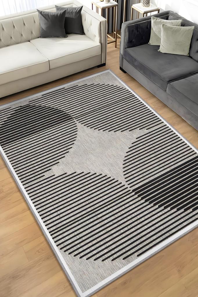 Homshtag Senin Kararın Krem Bej Renkli Halı Geometrik Oturma Odası Halısı Minimal Salon Halı