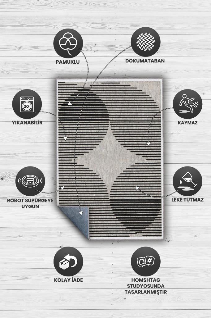 Homshtag Senin Kararın Krem Bej Renkli Halı Geometrik Oturma Odası Halısı Minimal Salon Halı