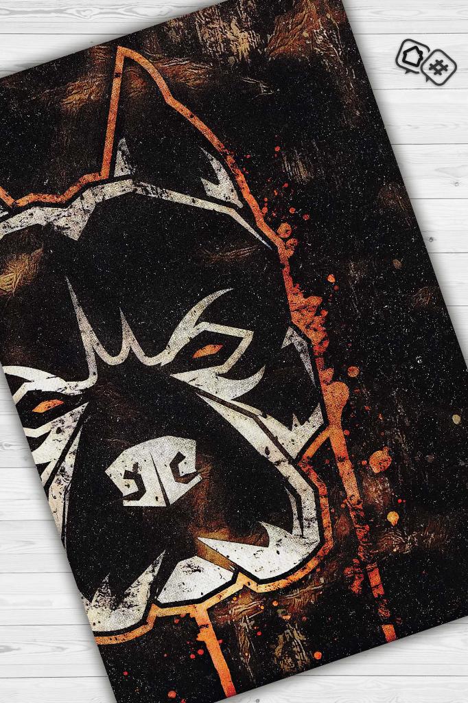 Homshtag Sert Köpek Turuncu Siyah Renkli Köpek Figürlü Halı Modern Koyu Renk Oturma Odası Halısı