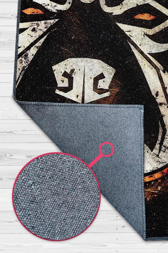 Homshtag Sert Köpek Turuncu Siyah Renkli Köpek Figürlü Halı Modern Koyu Renk Oturma Odası Halısı