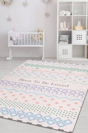 Homshtag Sevilmek İçin Doğdu Açık Renkli Çocuk Odası Halısı Minimal Çocuk Halıs Geometrik Halı