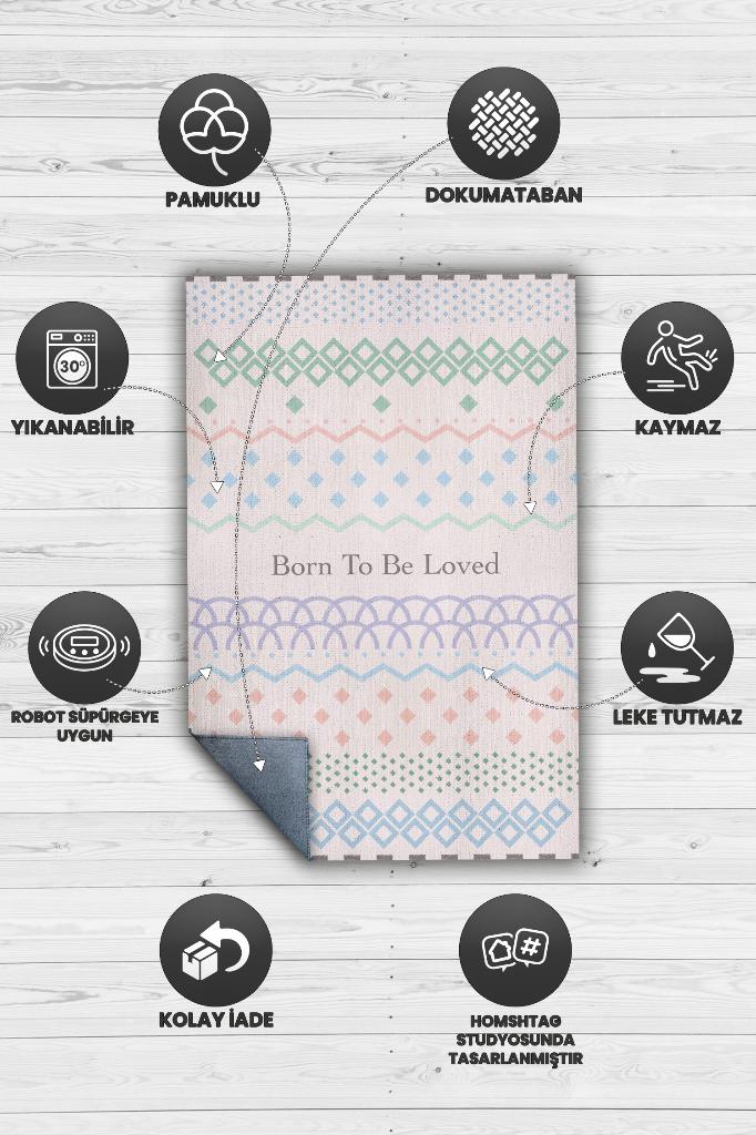 Homshtag Sevilmek İçin Doğdu Açık Renkli Çocuk Odası Halısı Minimal Çocuk Halıs Geometrik Halı