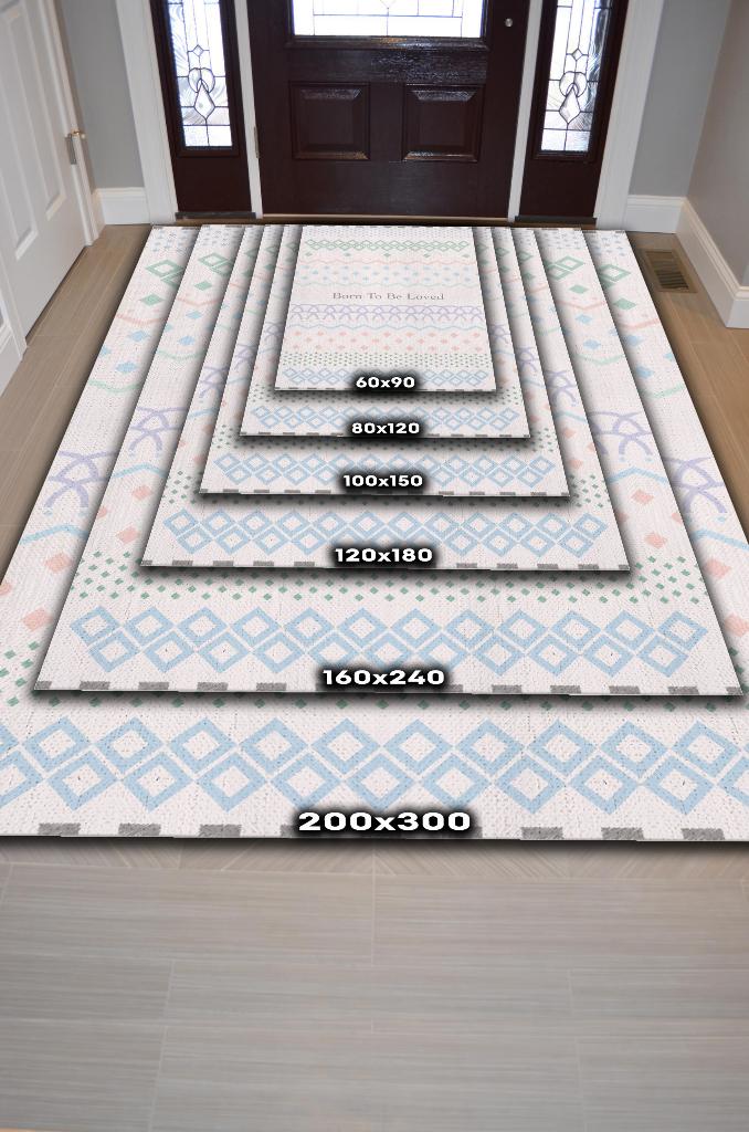 Homshtag Sevilmek İçin Doğdu Açık Renkli Çocuk Odası Halısı Minimal Çocuk Halıs Geometrik Halı