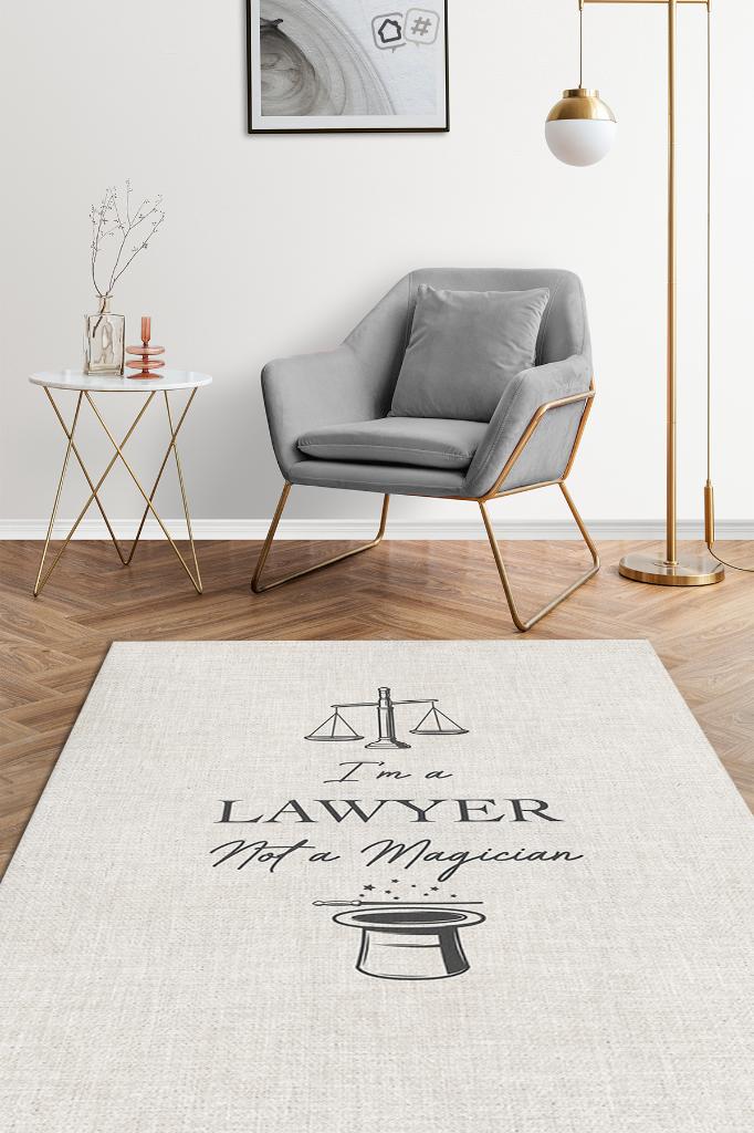 Homshtag Sihirbaz Değilim Avukatım Krem Renk Avukat Ofis Halısı Hediyelik Halı Avukat Temalı Halı