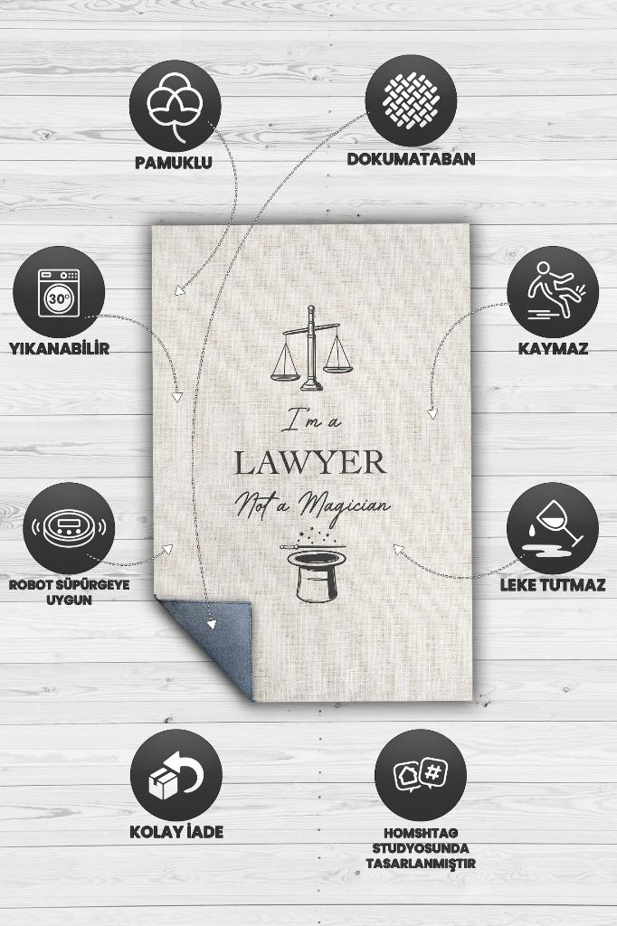 Homshtag Sihirbaz Değilim Avukatım Krem Renk Avukat Ofis Halısı Hediyelik Halı Avukat Temalı Halı