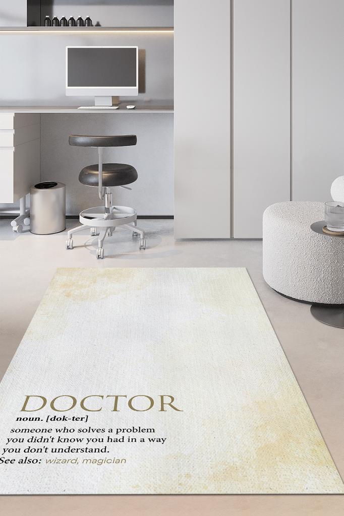 Homshtag Sihirbaz Doktor Temalı Halı Minimal Doktor Ofis Halısı Doktora Beyaz Renkli Hediye Halı