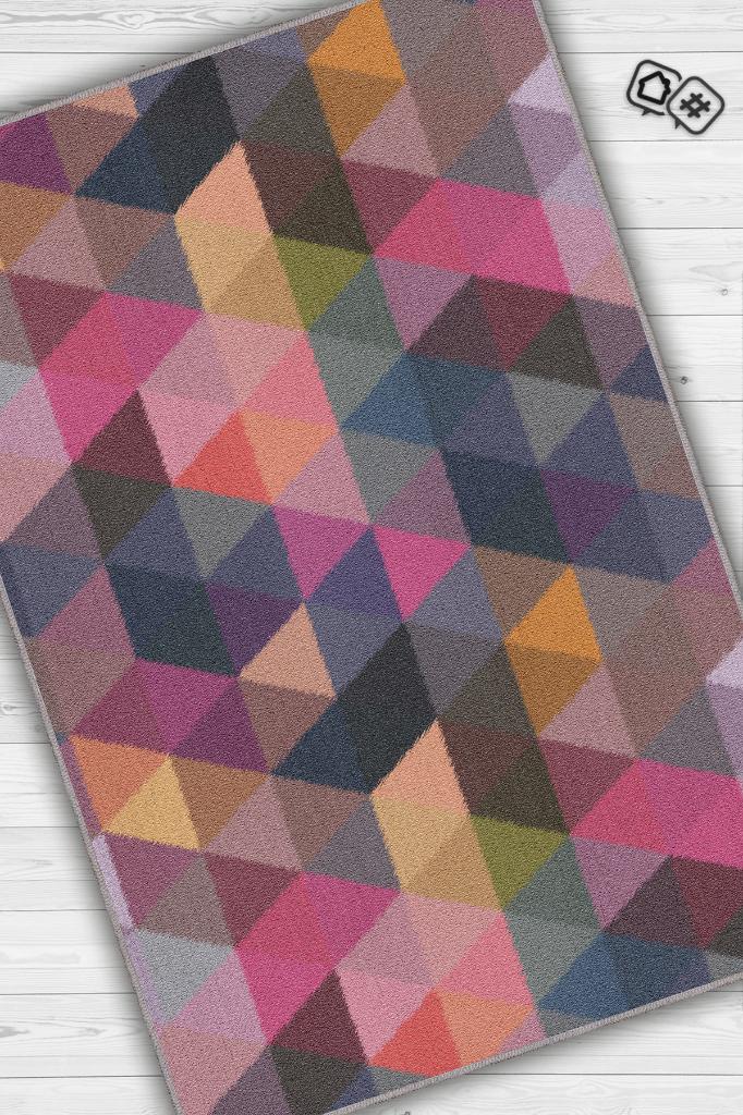Homshtag Şimdi Değilse Ne Zaman Geometrik Desenli Salon Halısı Çok Renkli Oturma Odası Halısı