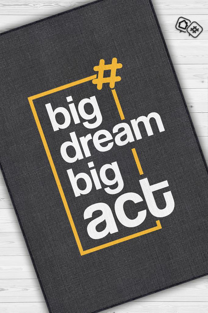 Homshtag Siyah Renkli Halı Yazılı Mesajlı Halı Pamuklu Yıkanabilir Kaymaz Dekoratif Home Office Halı