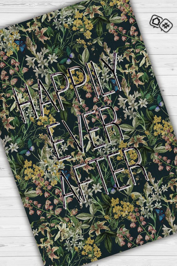 Homshtag Sonsuza Dek Mutlu Çiçek Desenli Siyah Renkli Halı Art Çiçek Temalı Figürlü Salon Halısı