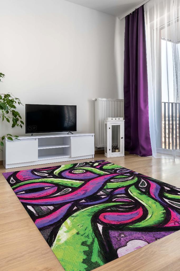 Homshtag Abstrakter Graffiti-Teppich, mehrfarbiger Teenagerzimmer-Teppich, dekorativer Graffiti-Teppich, figurativer Graffiti-Teppich