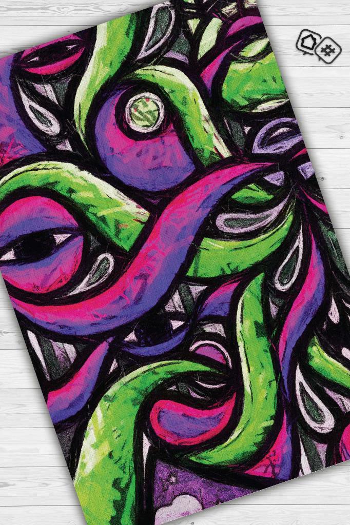 Homshtag Abstrakter Graffiti-Teppich, mehrfarbiger Teenagerzimmer-Teppich, dekorativer Graffiti-Teppich, figurativer Graffiti-Teppich