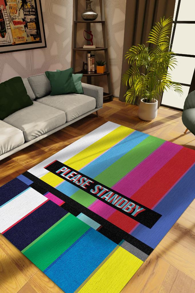 Homshtag Standby Multicolored Rug, Geometric Living Room Rug, Modern Striped Lounge Rug