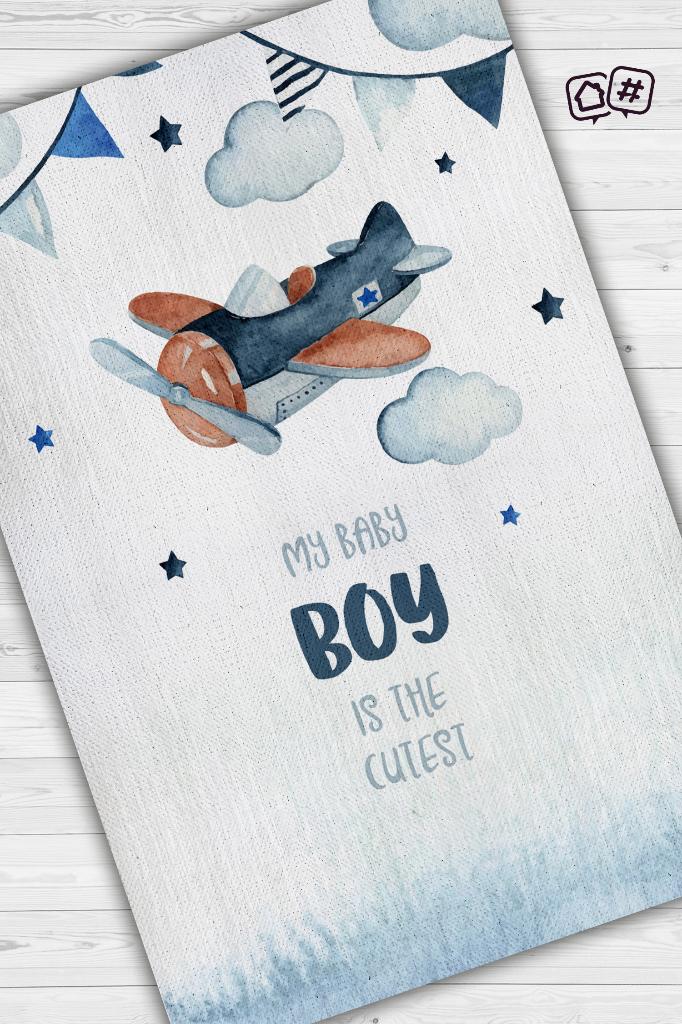 Homshtag Tatlı Oğlum Beyaz Mavi Renk Çocuk Odası Halısı Dokuma Minimal Çocuk Halı Bebek Temalı Halı